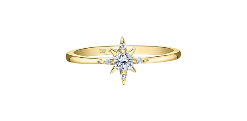 14K Yellow Gold 0.16cttw Canadian Diamond Star Ring - 4.5