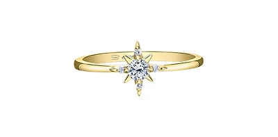 14K Yellow Gold 0.16cttw Canadian Diamond Star Ring