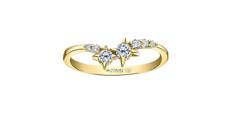 14K Yellow Gold 0.25cttw Canadian Diamond Shooting Star Ring - 4.5