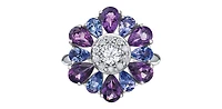 10K White Gold Amethyst, Tanzanite & Diamond Ring - 4.5