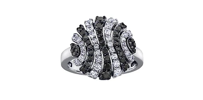 10K White Gold 0.86cttw Diamond & Black Diamond Ring