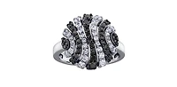 10K White Gold 0.86cttw Diamond & Black Diamond Ring - 4.5