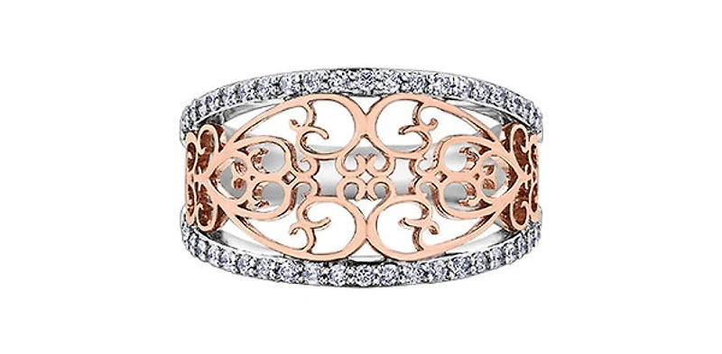 10K White & Rose Gold Diamond Ring