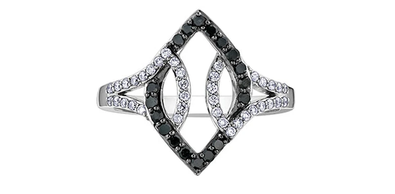 10K White Gold 0.37cttw White & Black Diamond Ring