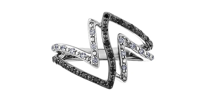 10K White Gold 0.25cttw White & Black Diamond Ring