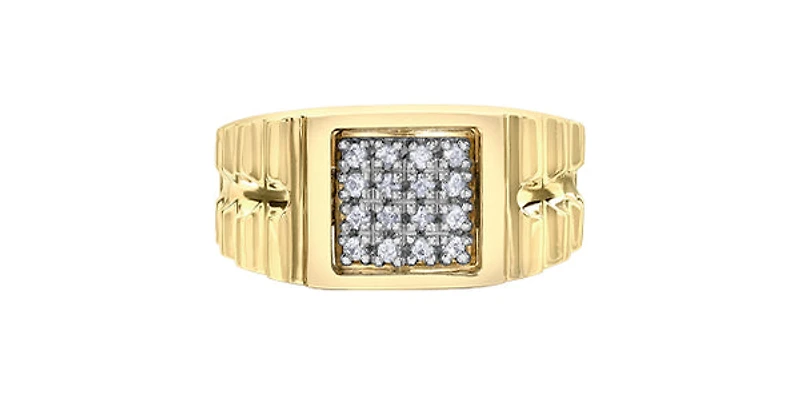 10K Yellow Gold 0.25cttw Diamond Gents Ring, 10 - /
