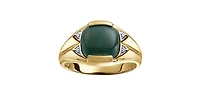 10K Yellow Gold 0.02cttw Diamond and Bloodstone Gents Ring, size 10