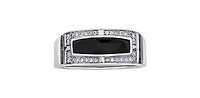 10K White Gold Onyx 0.25cttw and Black Diamond Ring - /