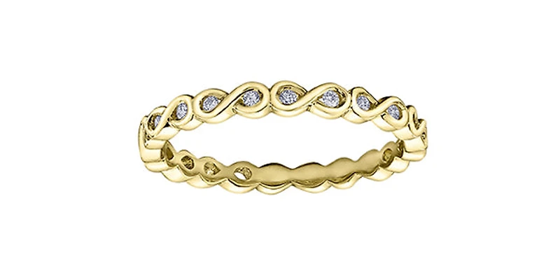 10K Yellow Gold 0.075cttw Diamond Infinity Ring