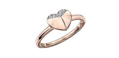 10K Rose Gold 0.05cttw Diamond Heart Ring