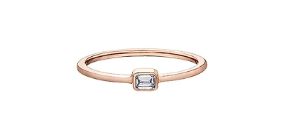 18K Rose Gold 0.10cttw Emerald Cut Diamond Ring - 4