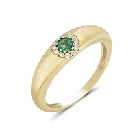 14K Yellow Gold Emerald and Diamond Ring