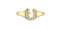10K Yellow Gold 0.07cttw Diamond Horseshoe Ring - /