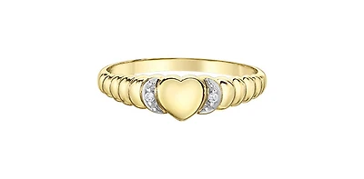 10K Yellow Gold 0.013cttw Diamond Signet Ring, size 6.5 - 4.5