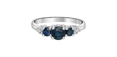 10K White Gold Sapphire and Diamond ring - yellow gold / 4