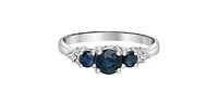 10K White Gold Sapphire and Diamond ring - yellow gold / 4