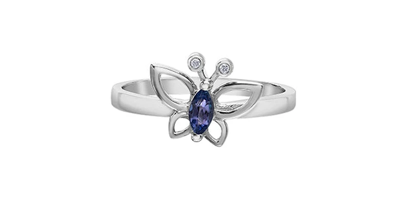 10K White Gold Tanzanite & Diamond Ring