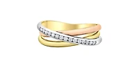 10K Tri Tone Gold 0.15cttw Diamond Ring