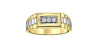 10K Yellow and White Gold Diamond Gents Ring