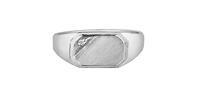 10K White Gold 0.007cttw Diamond Signet Ring - /