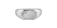 10K White Gold 0.007cttw Diamond Signet Ring - /