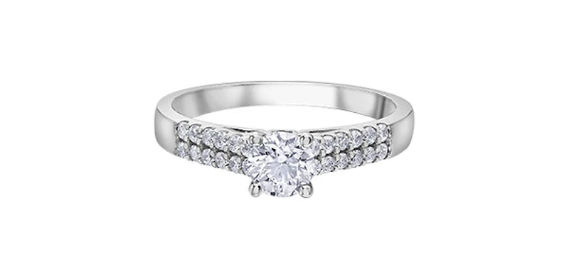 14K White Gold 0.75cttw Canadian Diamond Engagement Ring, Size 6.5