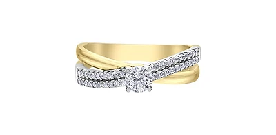 14K Yellow and White Gold 0.50cttw Canadian Diamond Engagement Ring - /