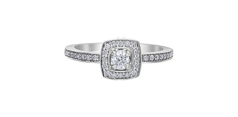 10K White Gold 0.40cttw Canadian Diamond Engagement Ring, Size 6.5