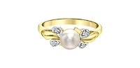 10K Yellow Gold Pearl and 0.04cttw Diamond Ring - 4.5