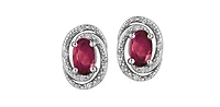 925 Sterling Silver Ruby & Diamond Halo Stud Earrings
