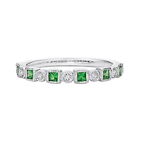 10K White Gold Emerald & diamond band