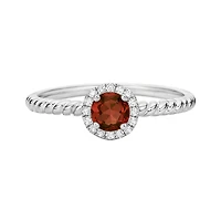 10K White Gold Garnet ring with diamond halo