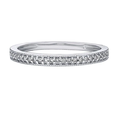 10K White Gold 1/6ct twt prong-set diamond wedding band with edge - 4.5
