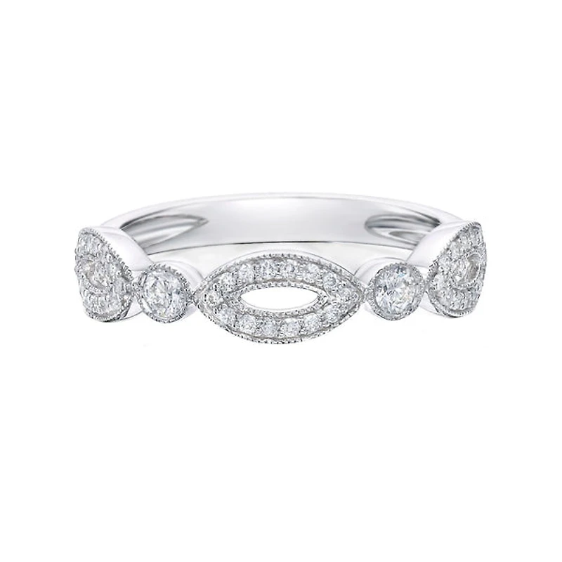 14K White Gold 1/4ct twt bezel-set diamond band