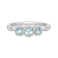10K White Gold 0.30cttw Aquamarine and 0.18cttw Diamond Ring, size 7