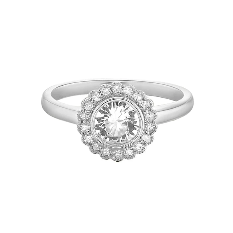 14K White Gold Round White Sapphire Ring - 4.5