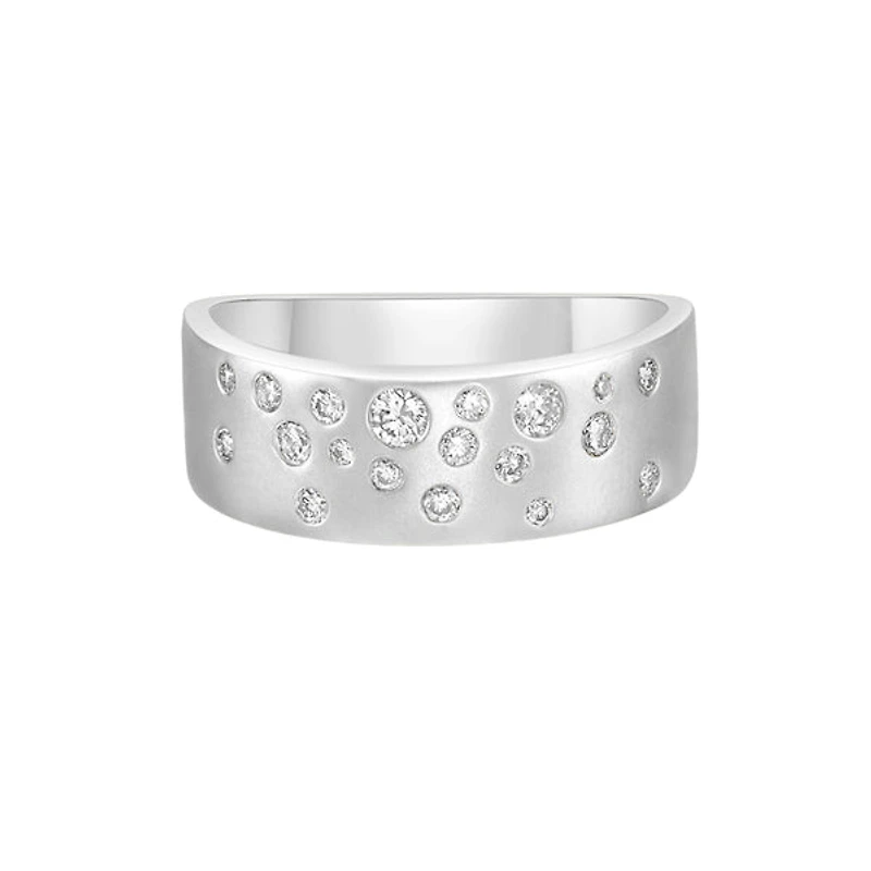 14K White Gold Flush-set diamond band