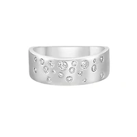 14K White Gold Flush-set diamond band
