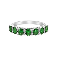 14K White Gold Prong-set Emerald Ring with Diamonds - 4.5