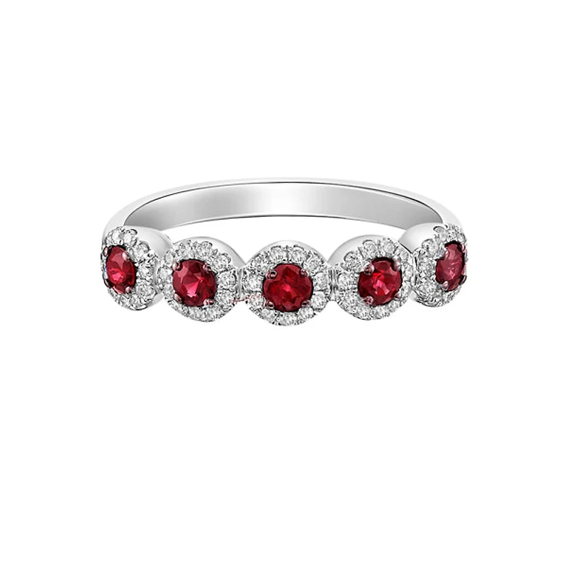 14K White Gold Ruby ring with diamonds