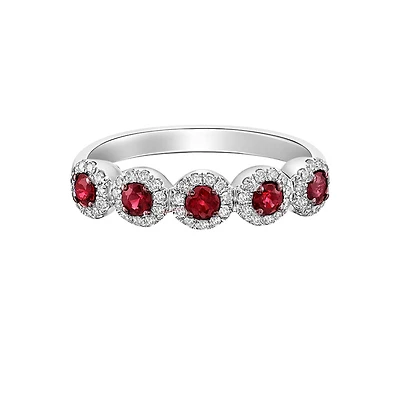 14K White Gold Ruby ring with diamonds