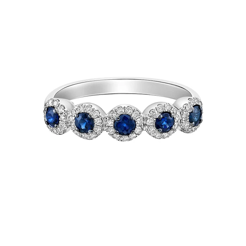 14K White Gold Sapphire ring with diamonds
