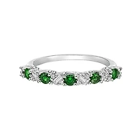 14K White Gold Emerald & diamond band