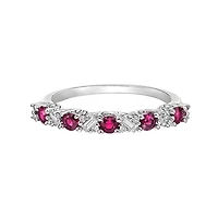 14K White Gold Ruby & diamond band