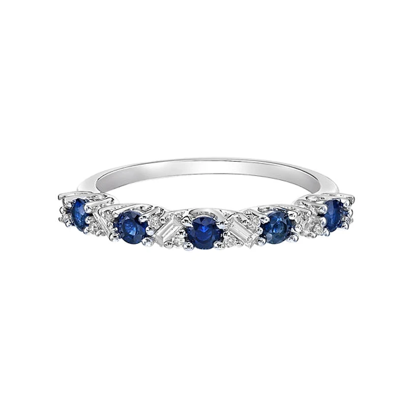 14K White Gold Sapphire & diamond band