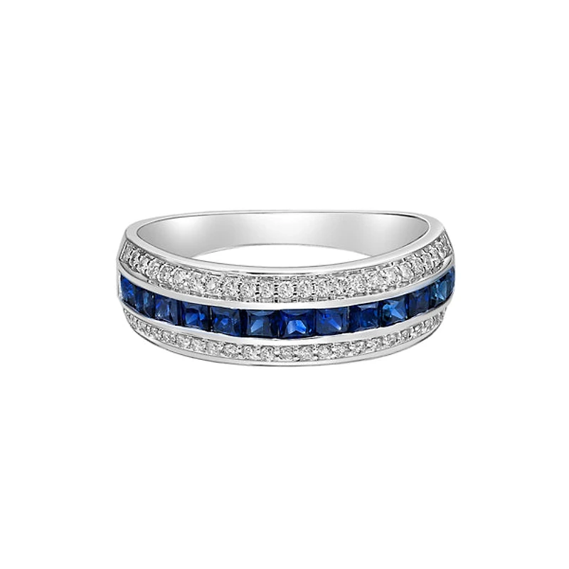 14K White Gold Sapphire ring with diamonds