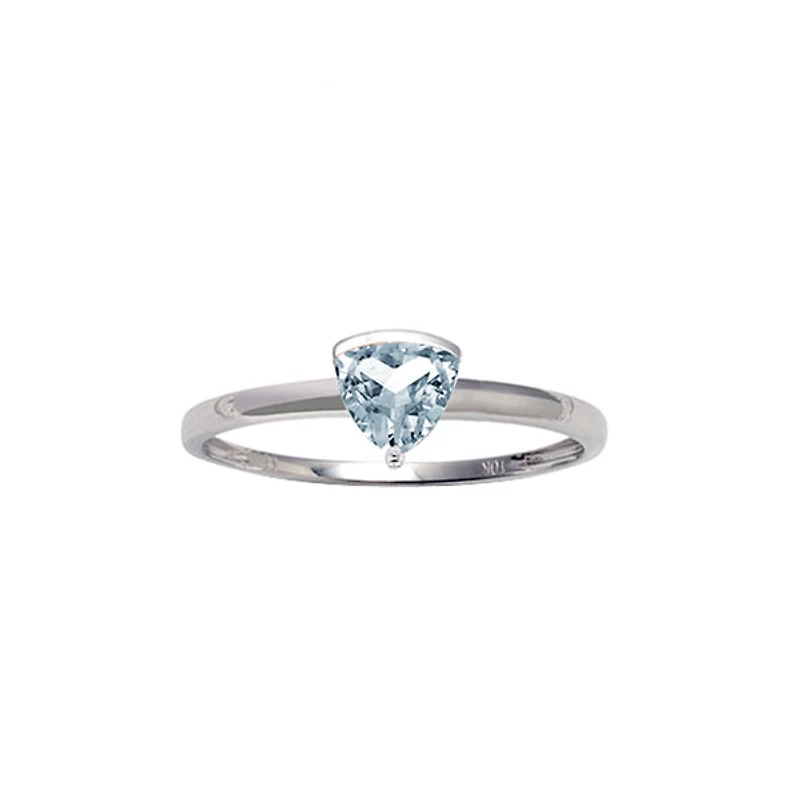 10K White Gold Prong-set Aquamarine ring - 4.5