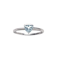 10K White Gold Prong-set Aquamarine ring - 4.5