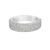 14K White Gold Multiple Row Pave-set Diamond Ring
