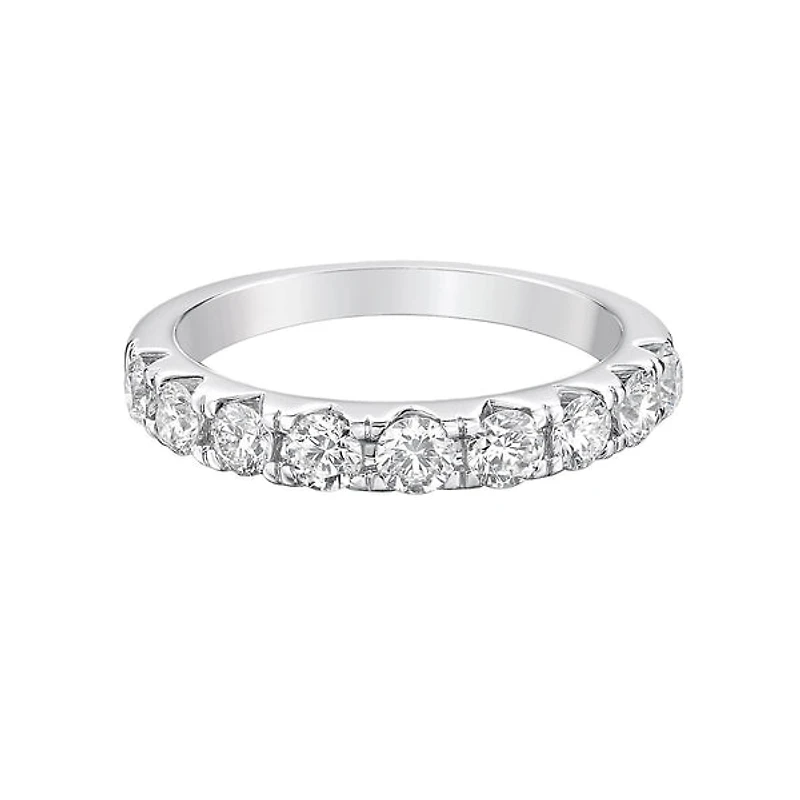 14K White Gold Prong diamond wedding band - 4.5